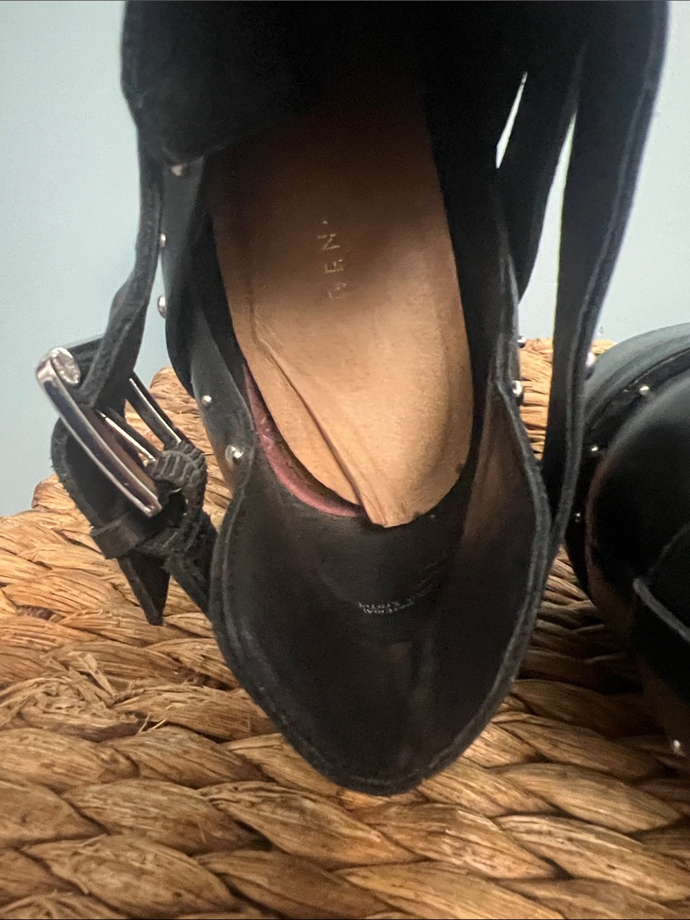 Halogen Black Stud-Accent Leather Ankle Booties sz 6 1/2 - Picture 16 of 16